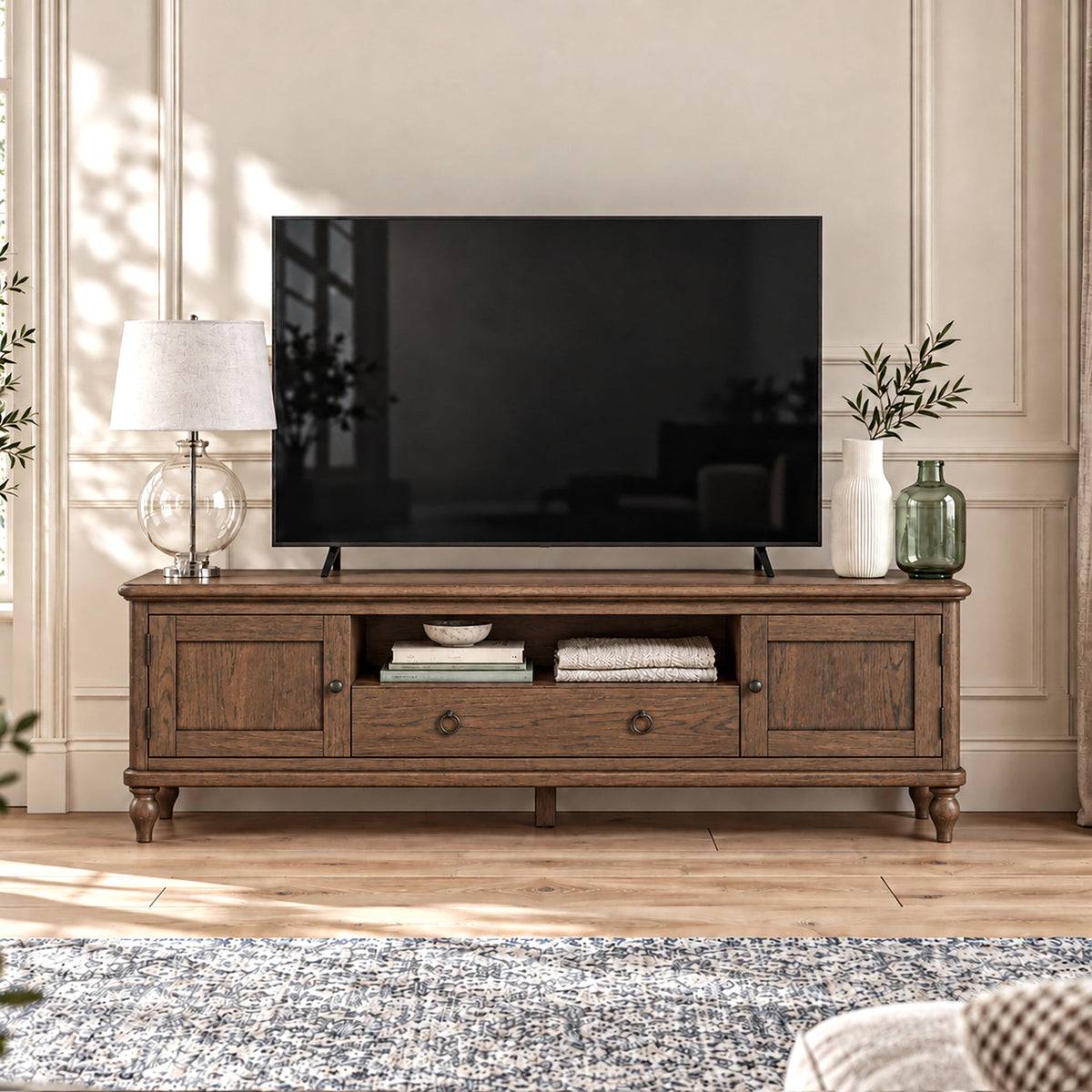 Rutland Dark Oak 160cm Wide TV Unit