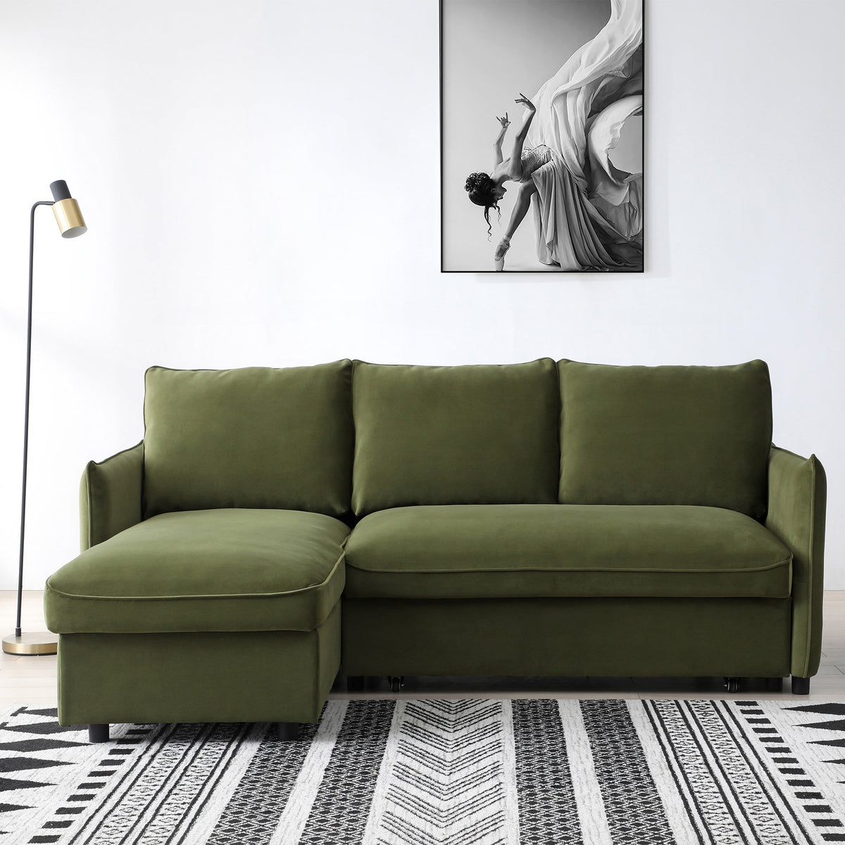 Thalia Velvet Corner Sofa Bed