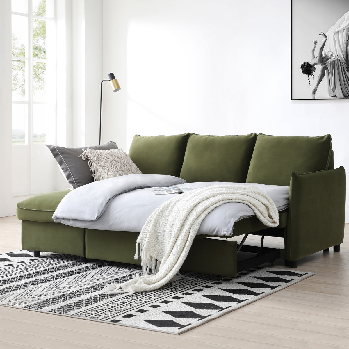 Thalia Velvet Corner Sofa Bed