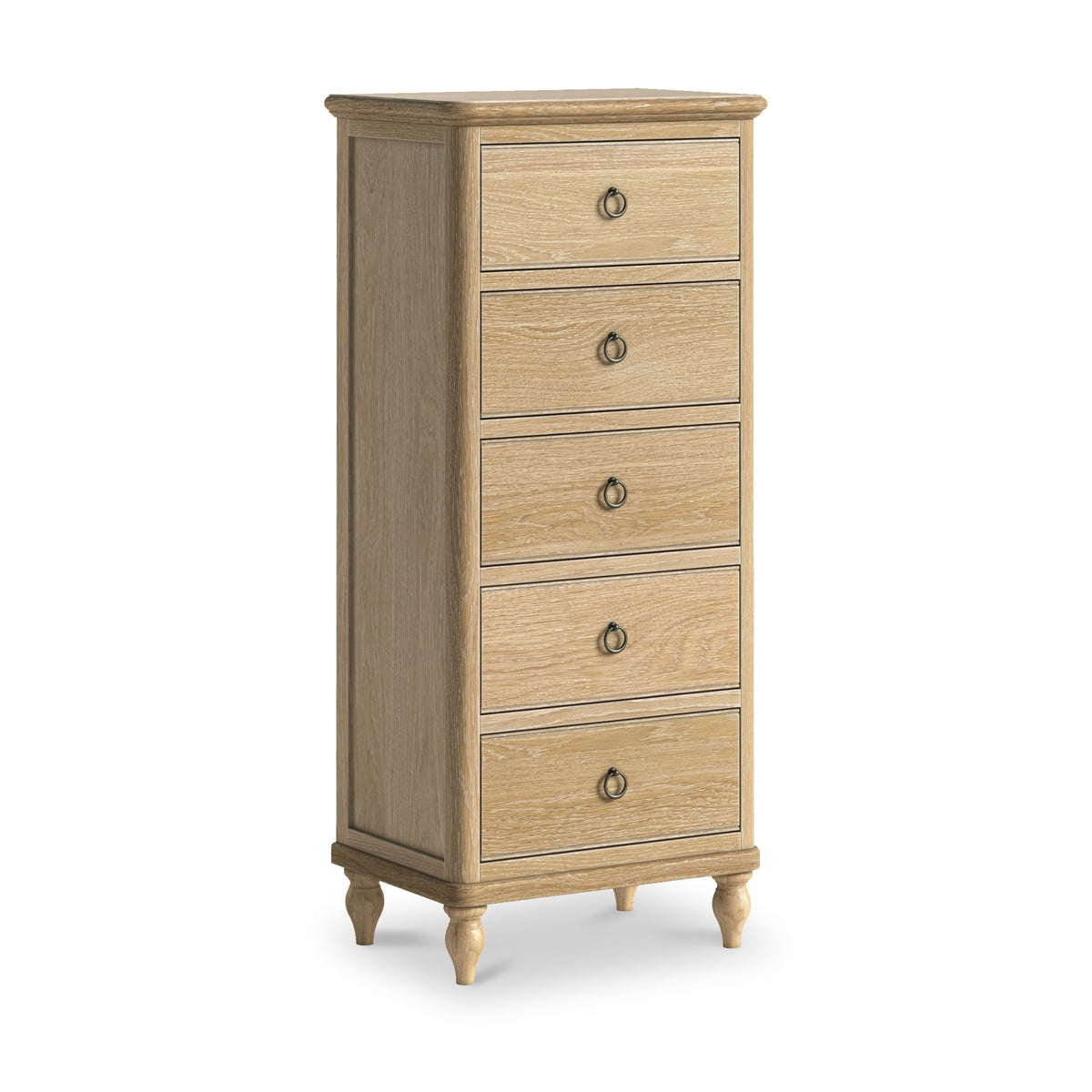 Rutland Oak 5 Drawer Tallboy Chest