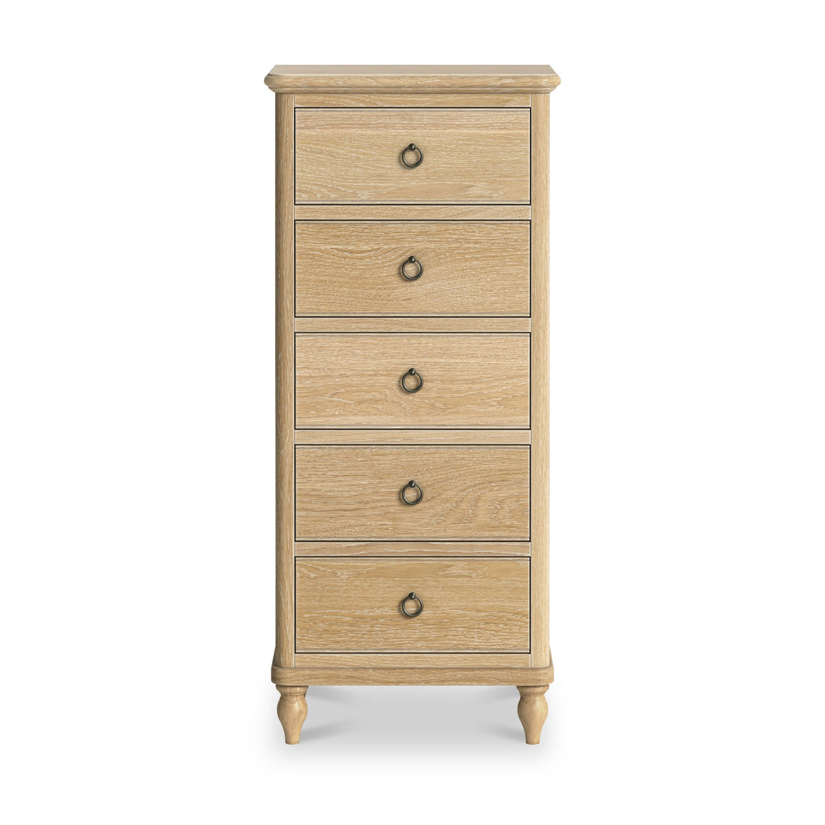 Rutland Oak 5 Drawer Tallboy Chest