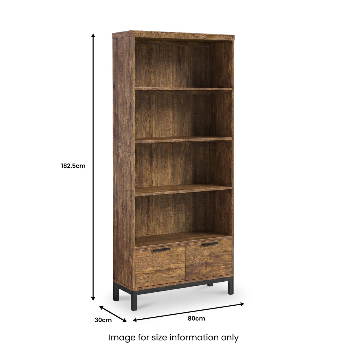 Orston Oak Bookcase With 2 Door Cupboard