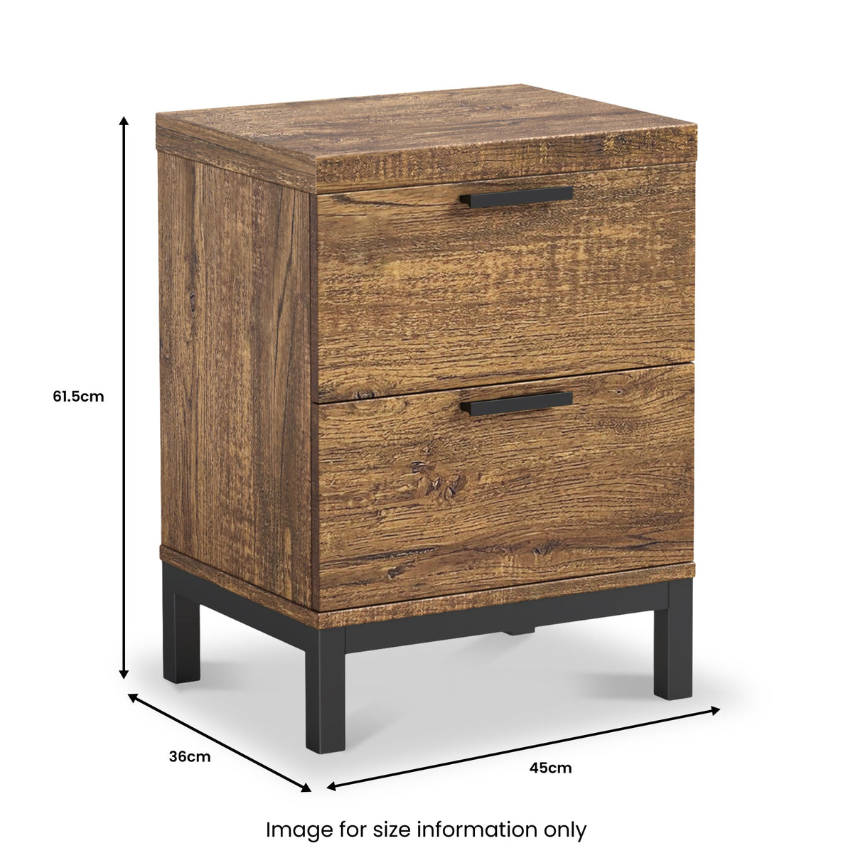 Orston Oak Wide 2 Drawer Bedside Table