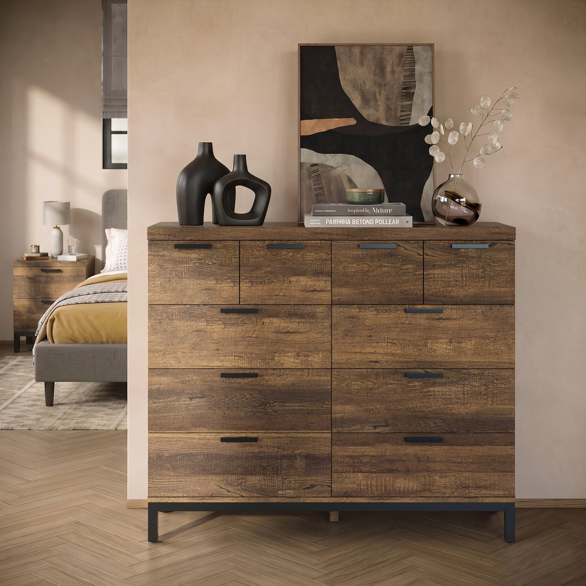 Orston Oak 4 Over 6 Drawer Chest