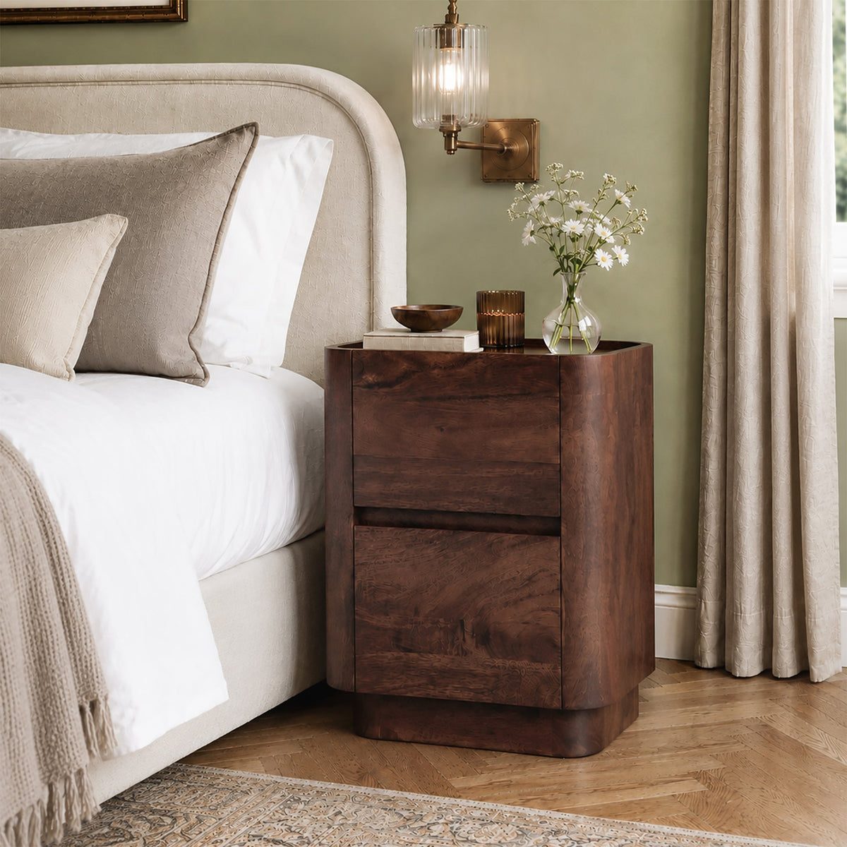 Soren Dark Stain Mango Bedside Table