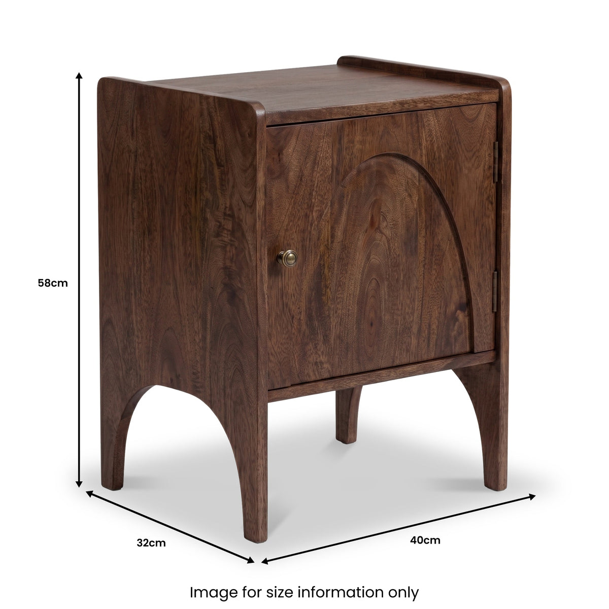 Selby Dark Stain Mango Bedside Table with Door