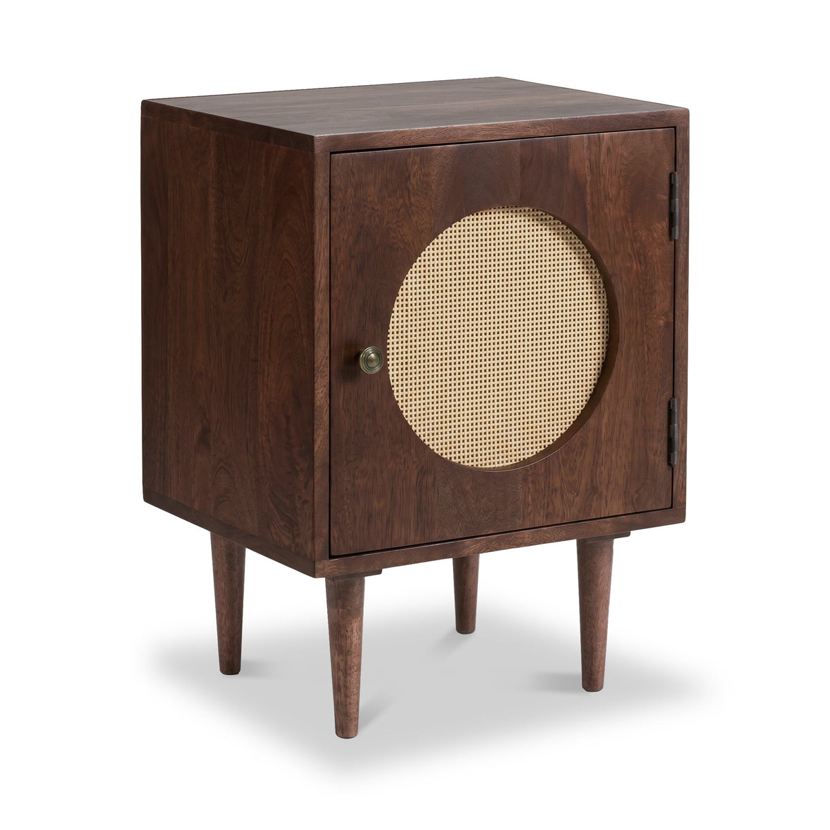 Elsie Dark Stain Mango Bedside Table with Cane Door