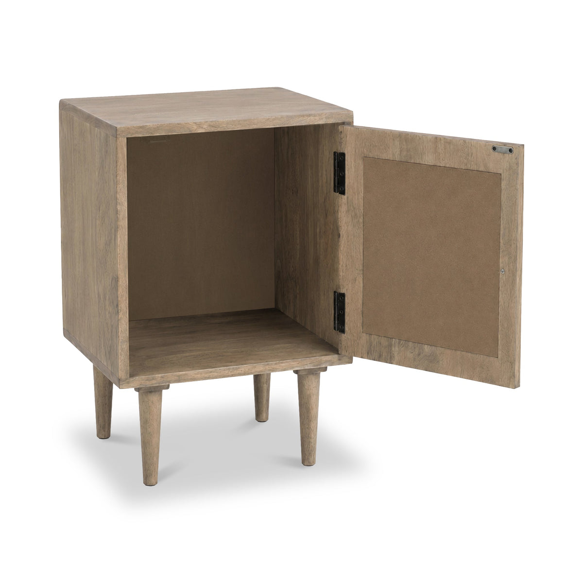 Elsie Light Stain Mango Bedside Table with Cane Door