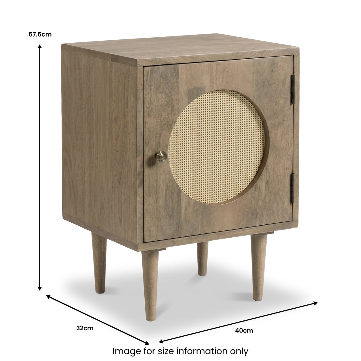 Elsie Light Stain Mango Bedside Table with Cane Door