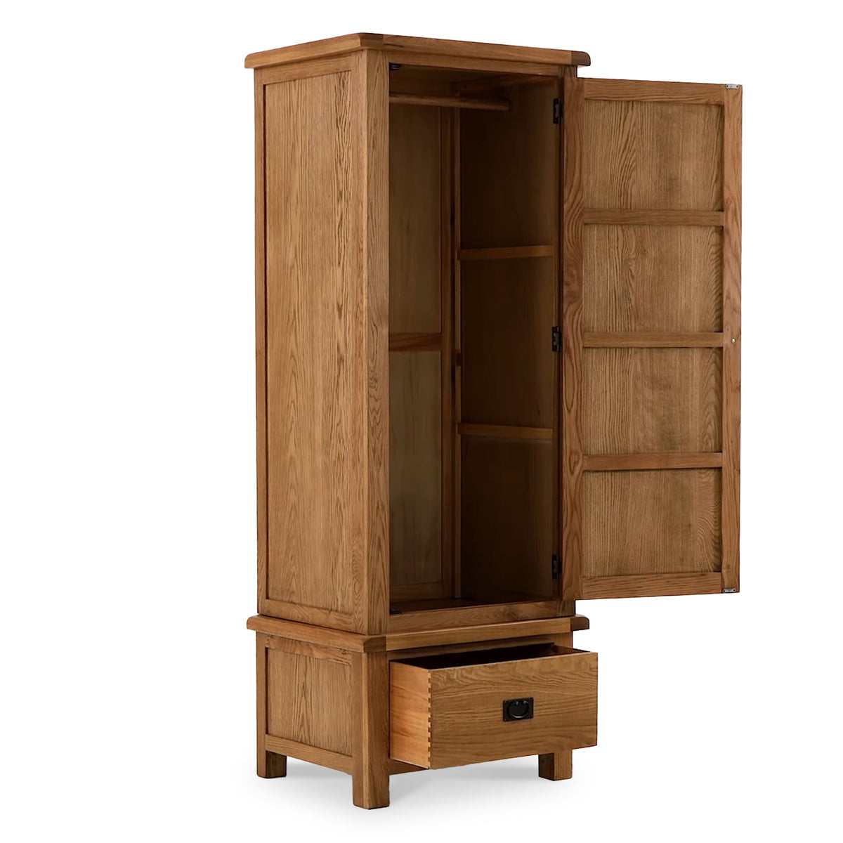 Zelah Oak Single Wardrobe with Drawer