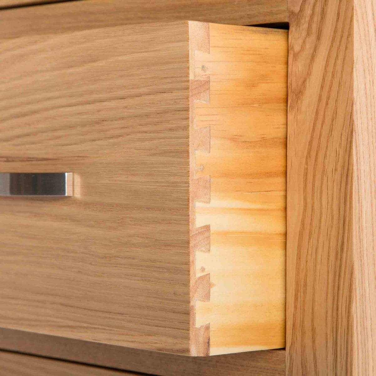 London Oak 5 Drawer Tallboy Chest