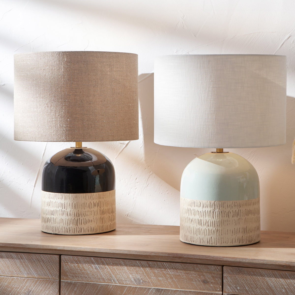 Lotta Black and Natural Stoneware Table Lamp