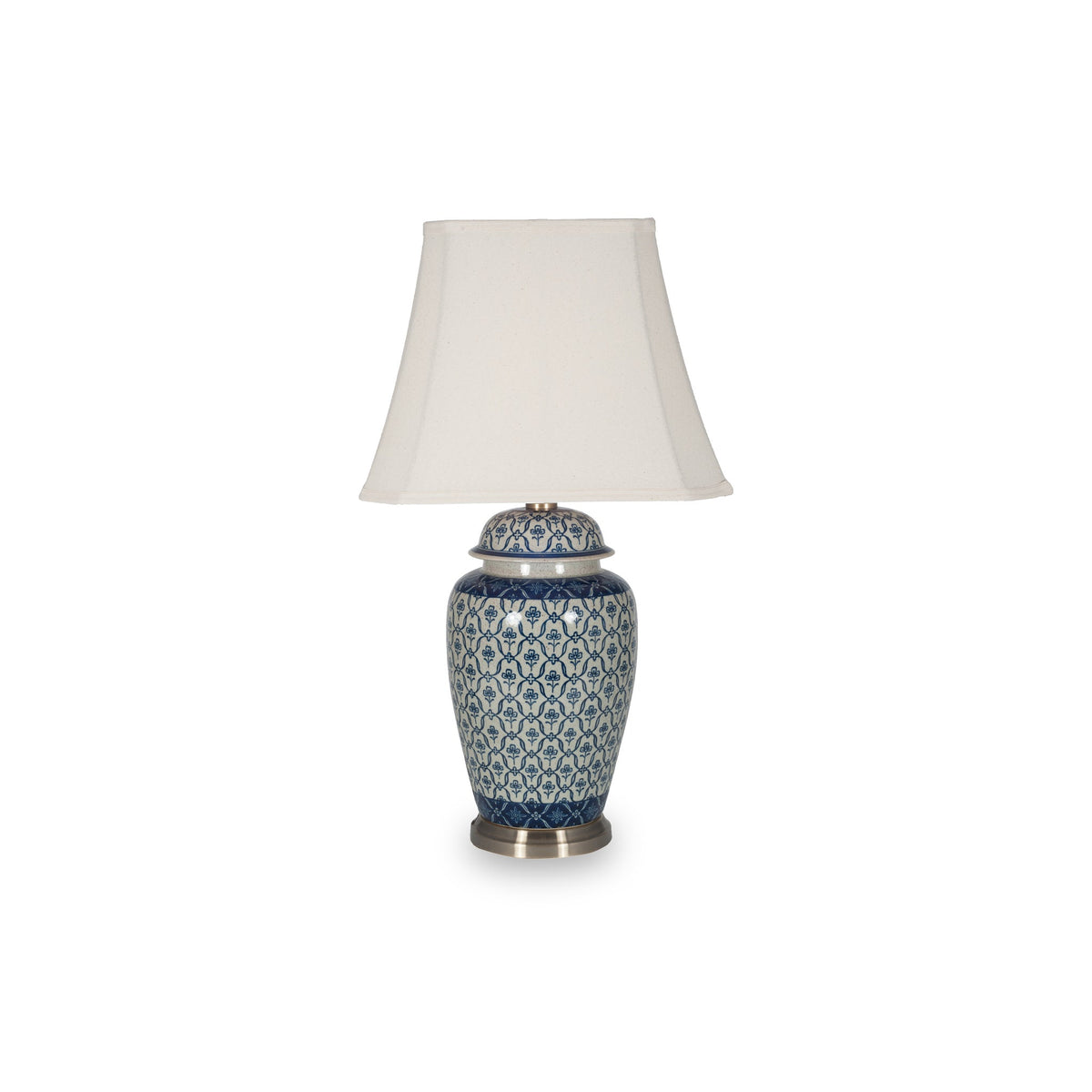 Chika Blue and White Ceramic Ginger Jar Table Lamp