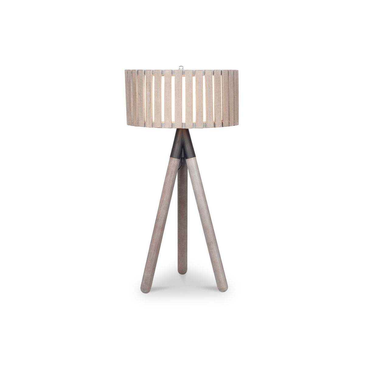 Rabanne Slatted Antique Wood Tripod Table Lamp