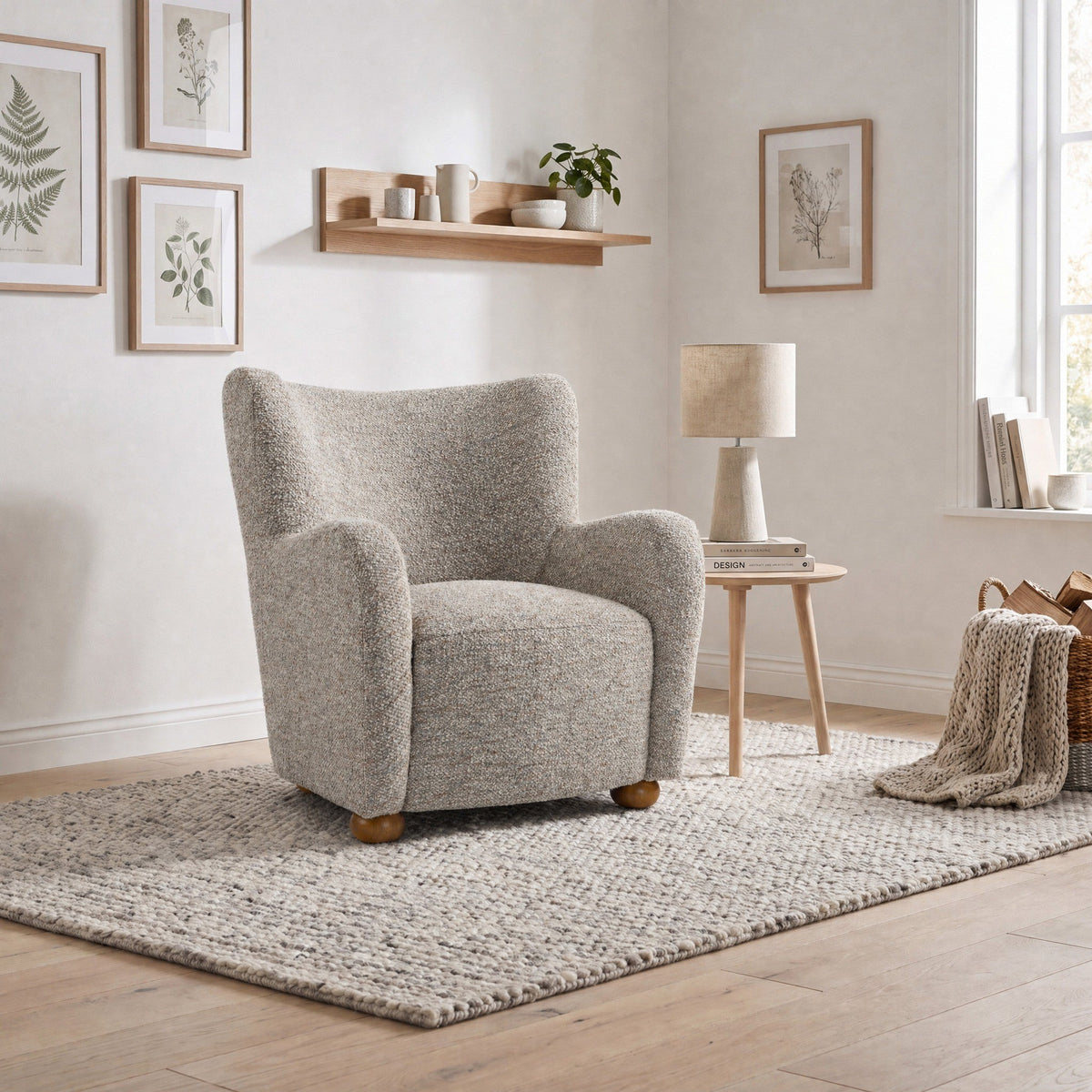 Haworth Curved Boucle Accent Chair
