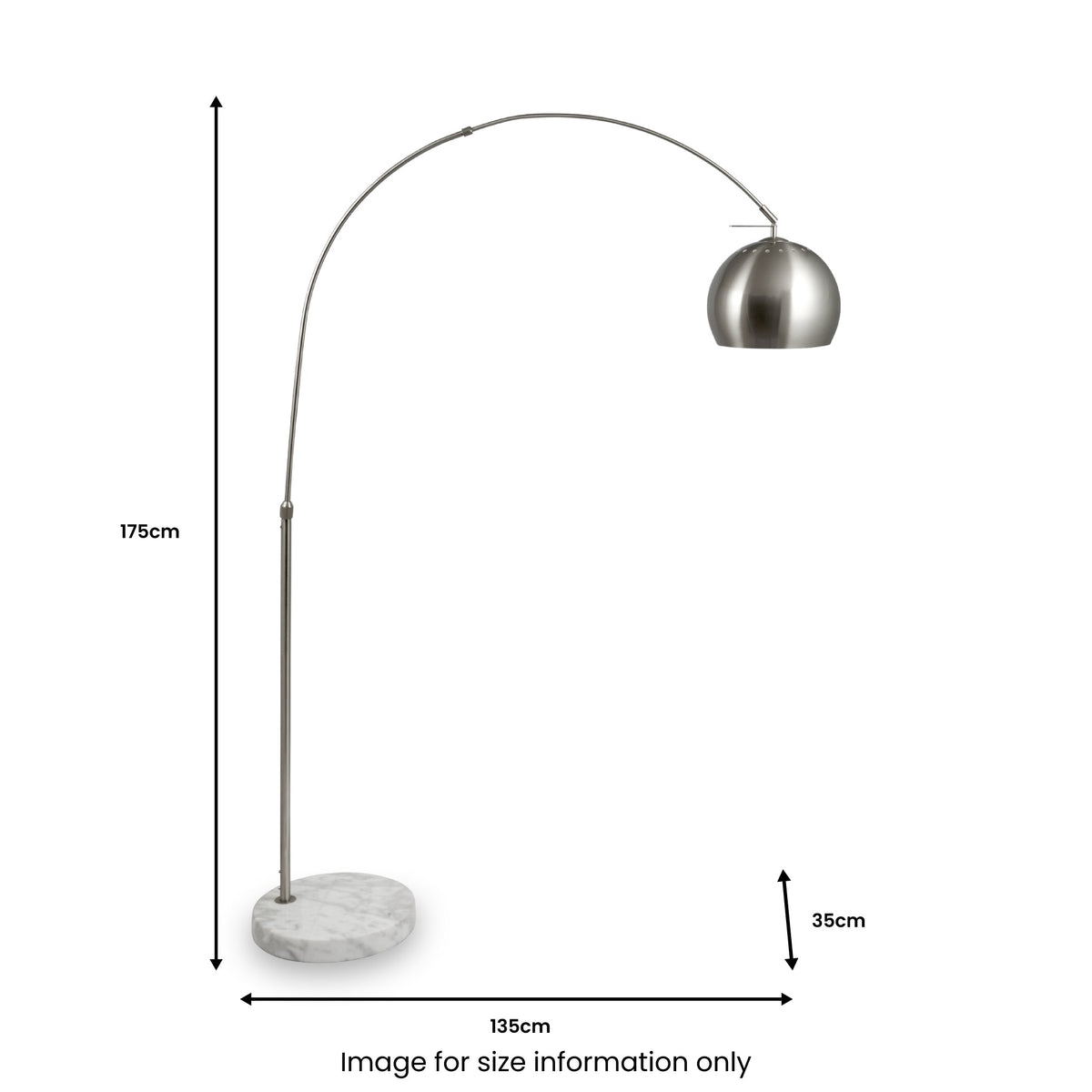 Feliciani Brushed Silver Metal and White Marble Floor Lamp