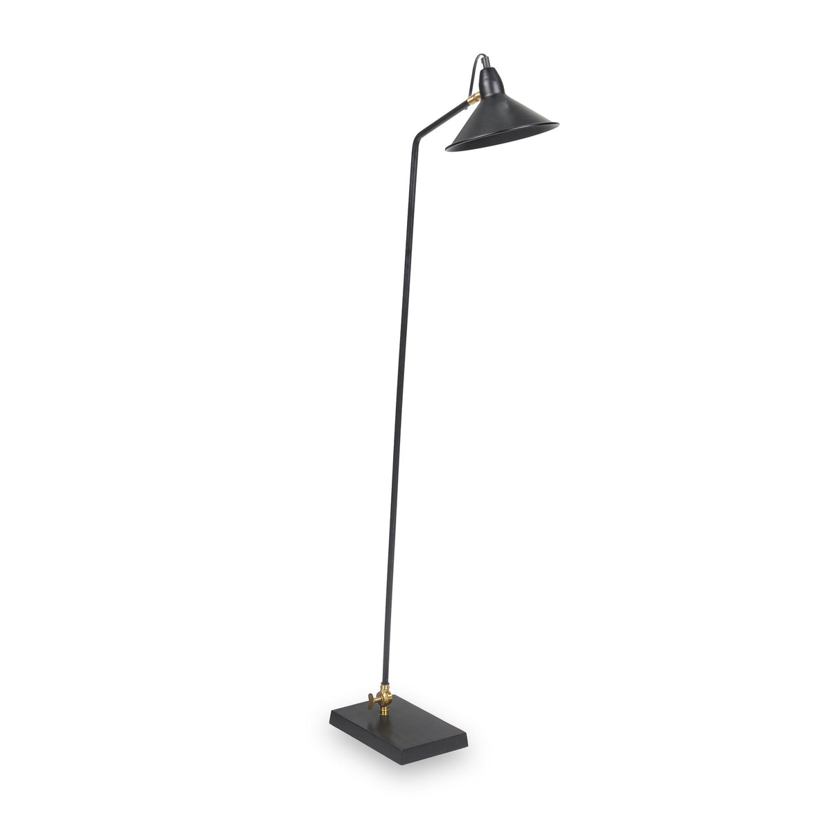 Canton Matt Black and Brass Metal Cone Floor Lamp