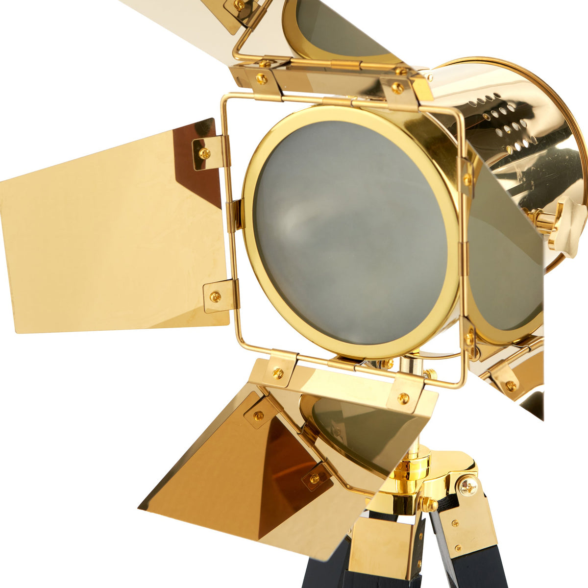 Hereford Gold and Black Tripod Film Floor Lamp