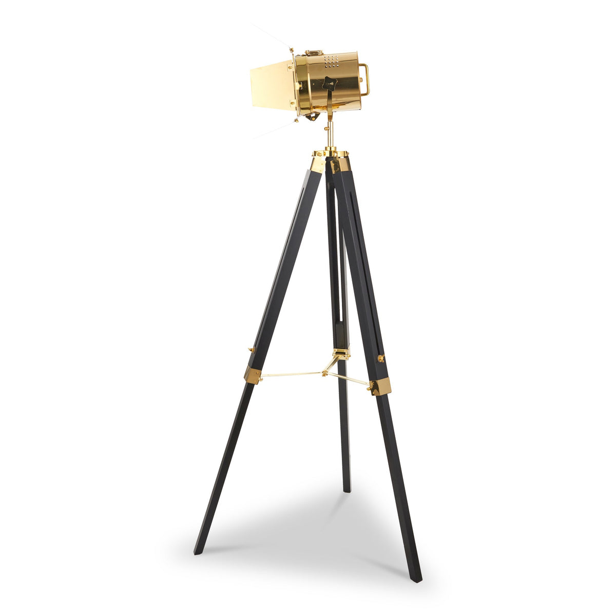 Hereford Gold and Black Tripod Film Floor Lamp