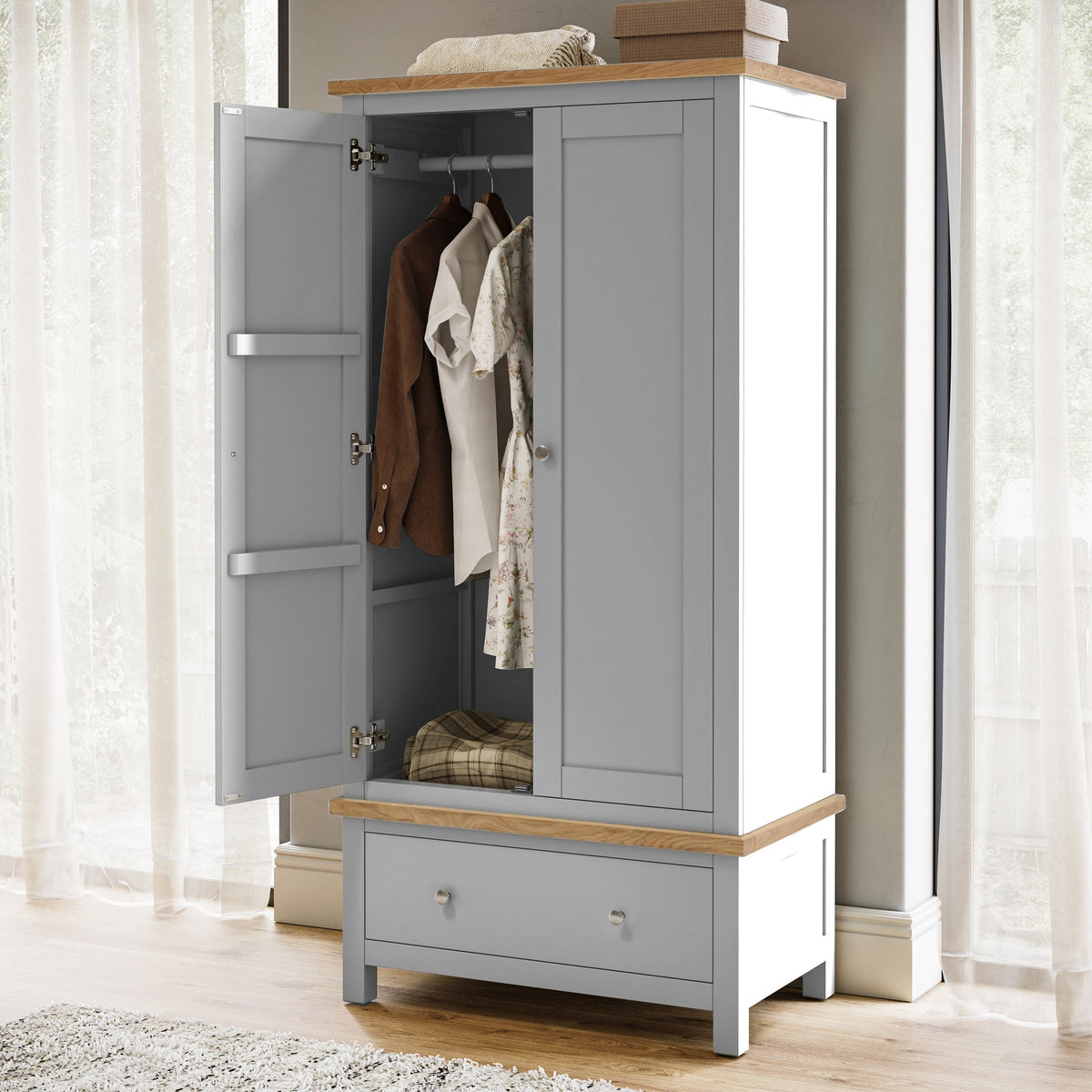 Farro Double Wardrobe with Drawers