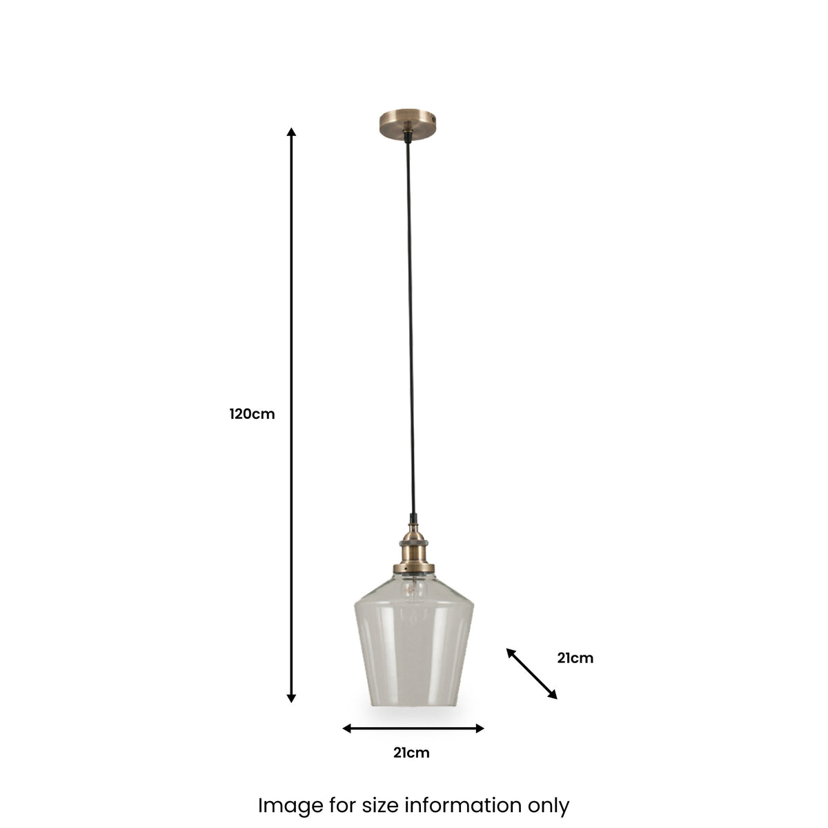 Emmanuelle Antique Brass Metal and Clear Glass Pendant