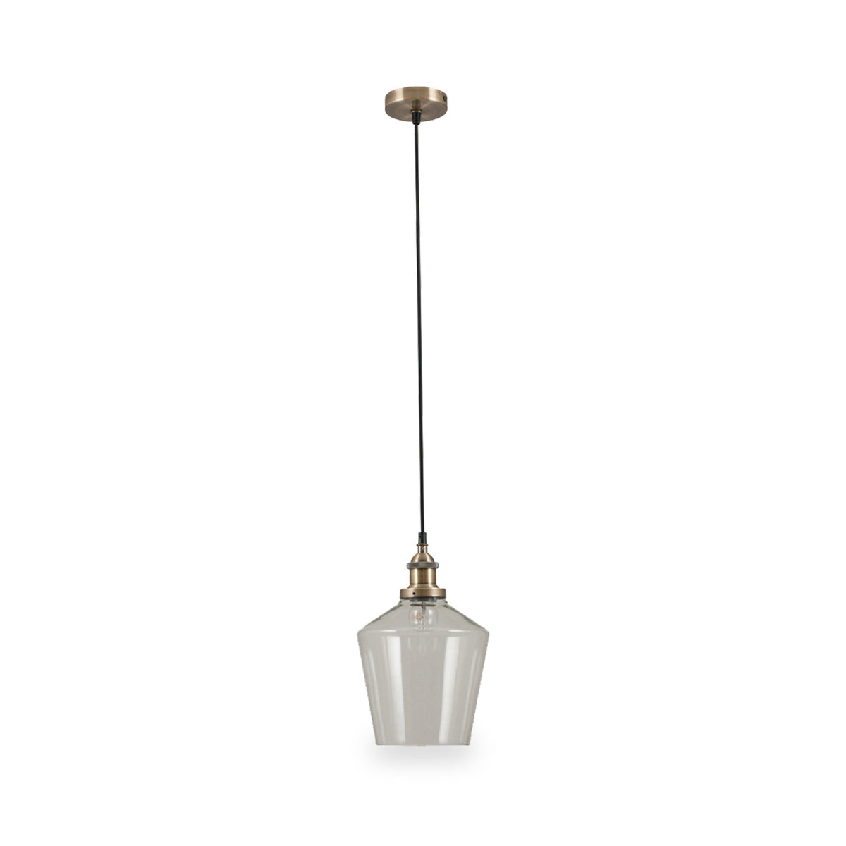Emmanuelle Antique Brass Metal and Clear Glass Pendant