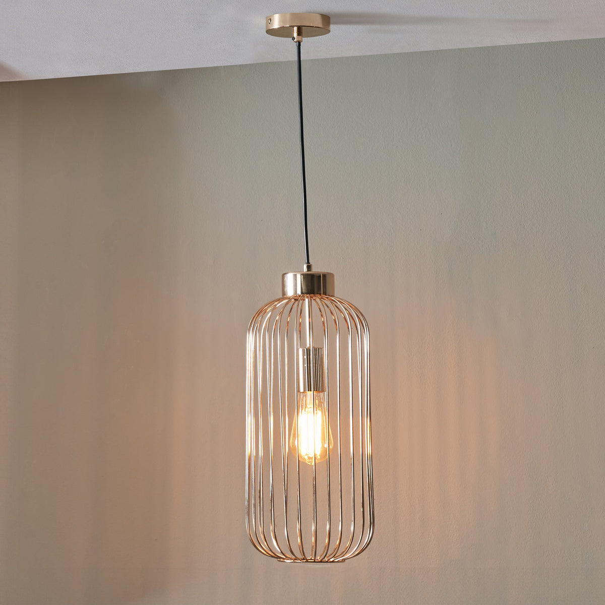 Dania French Gold Metal Wire Tall Pendant