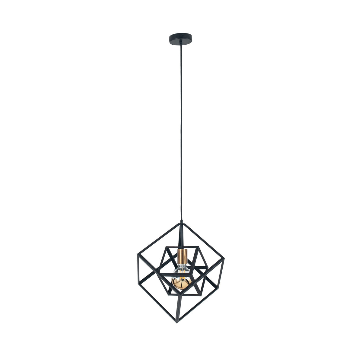 Alessio Matt Black Metal Cube Pendant