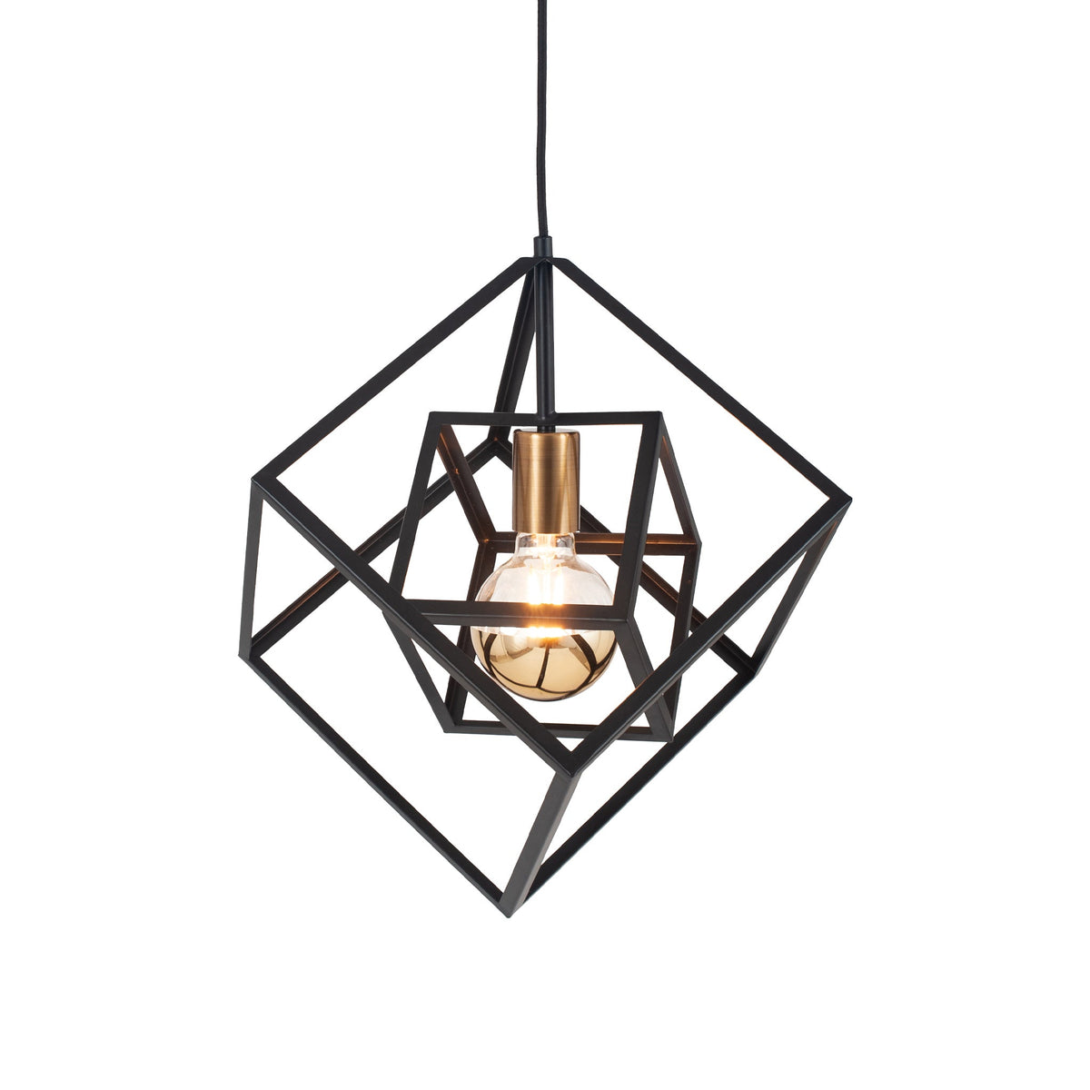 Alessio Matt Black Metal Cube Pendant