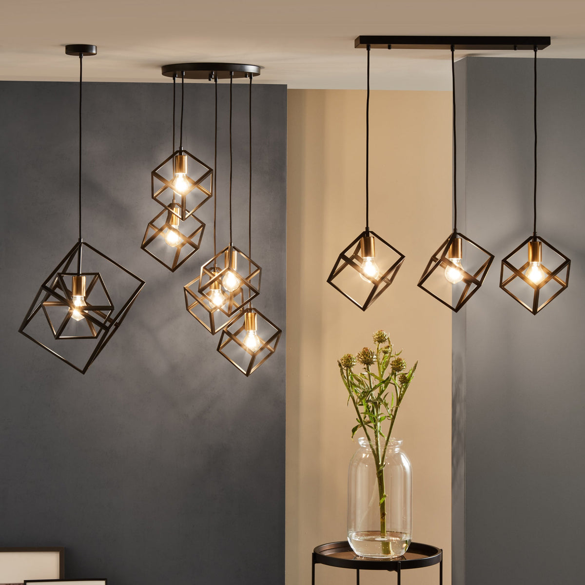 Alessio Matt Black Metal Cube Pendant