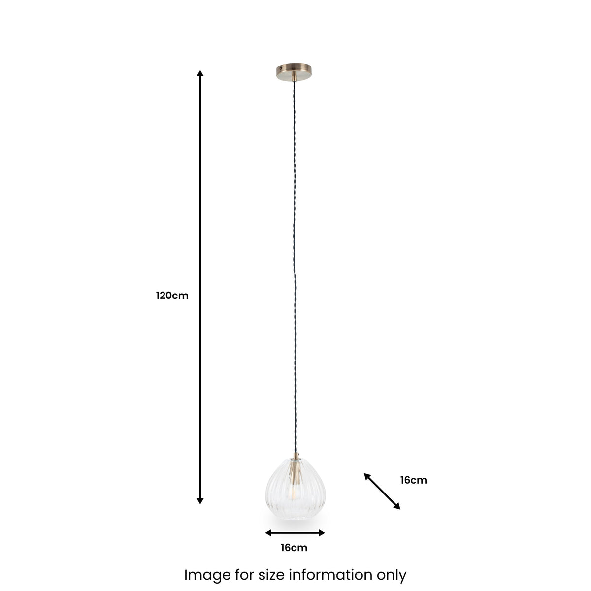 Ella Clear Ribbed Glass Teardrop Pendant
