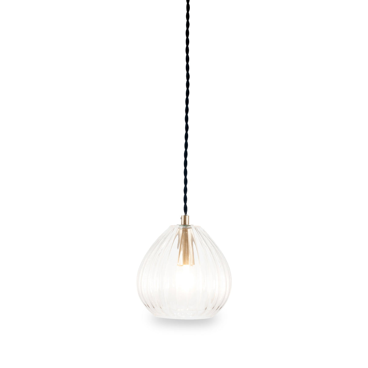 Ella Clear Ribbed Glass Teardrop Pendant