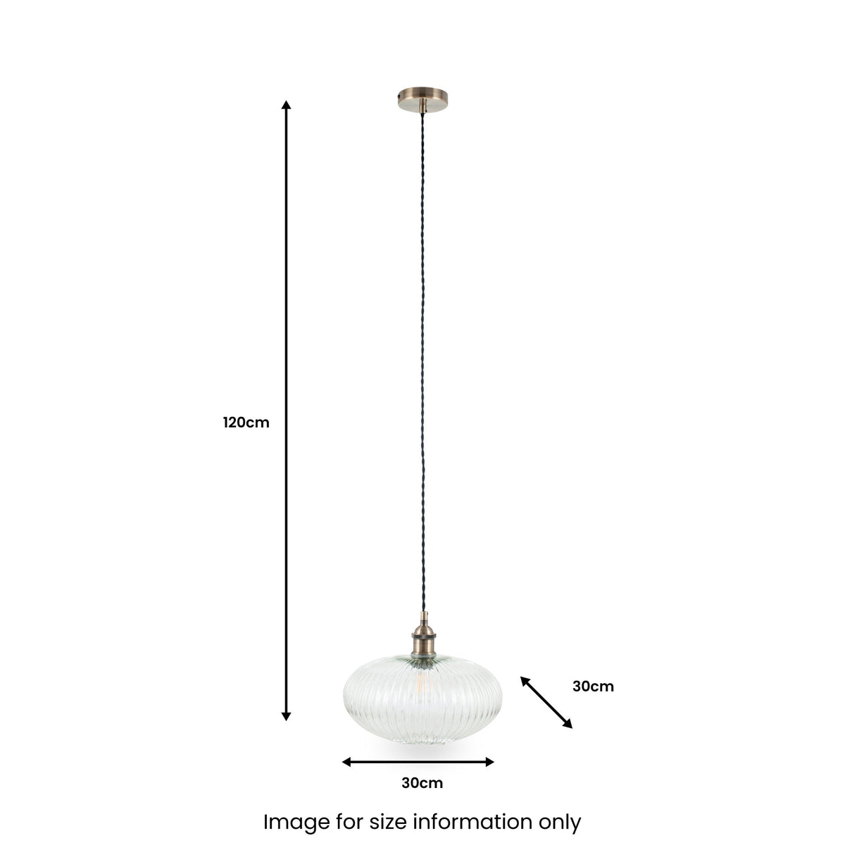 Abigail Clear Ribbed Glass Oval Pendant