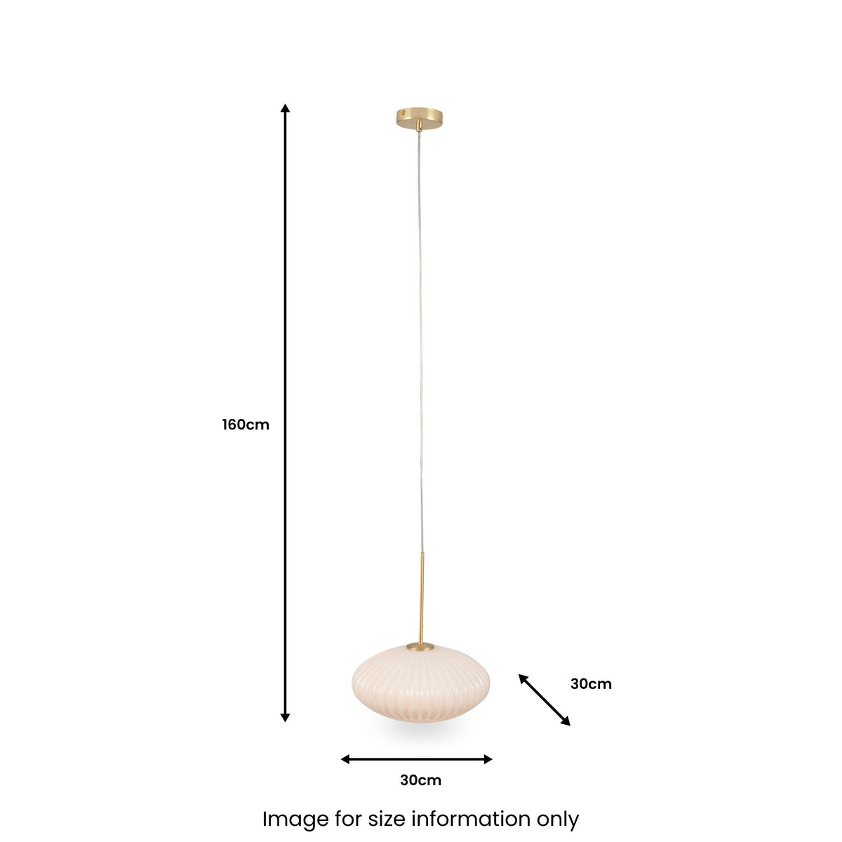 Emilia White Glass and Gold Metal Ribbed Oval Pendant