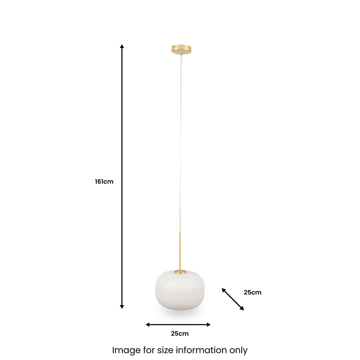 Bella White Glass and Gold Metal Ribbed Squoval Pendant