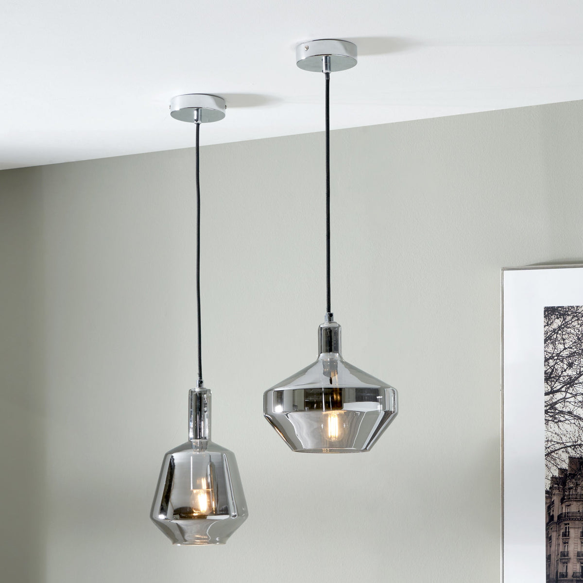 Jaxon Shiny Smoked Glass Domed Pendant