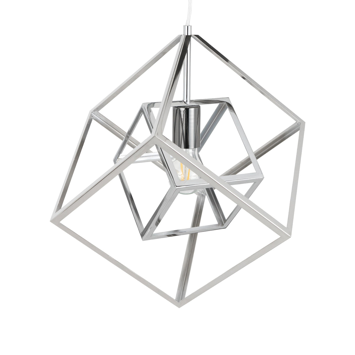 Alessio Shiny Nickel Metal Cube Pendant
