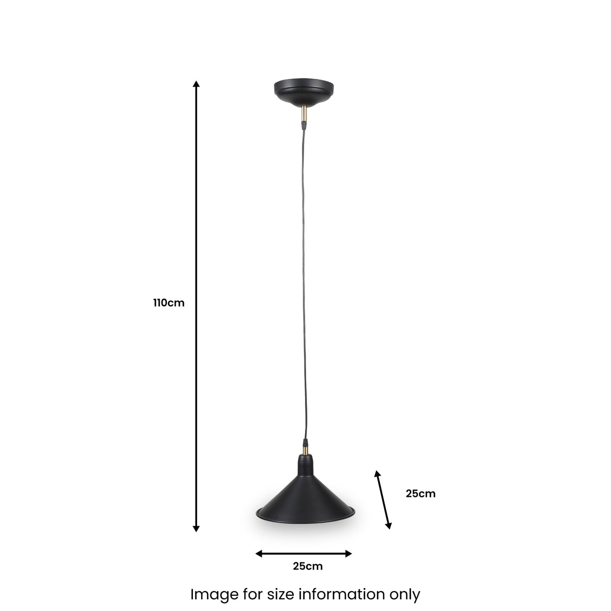 Canton Matt Black and Brass Metal Cone Pendant
