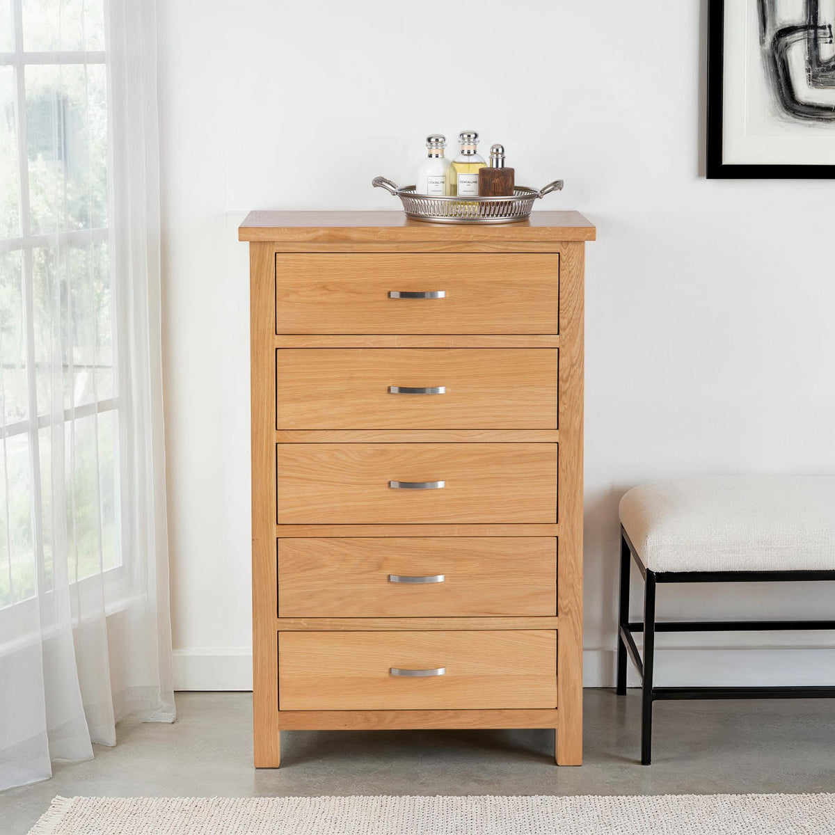 London Oak 5 Drawer Chest