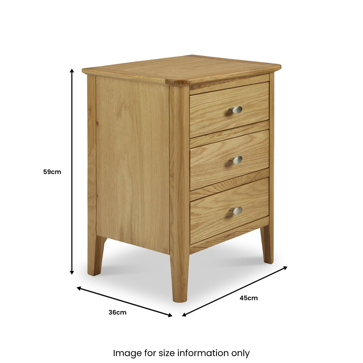 Alba Oak 3 Drawer Bedside Table