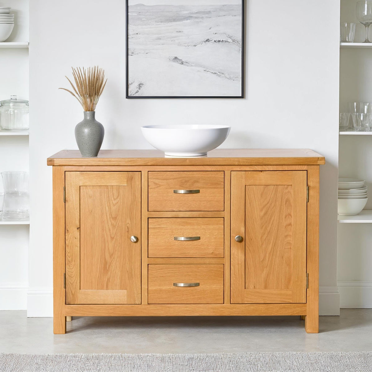 London Oak 3 Drawer Sideboard