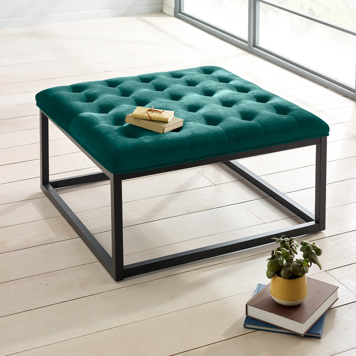Adison Velvet Buttoned Footstool