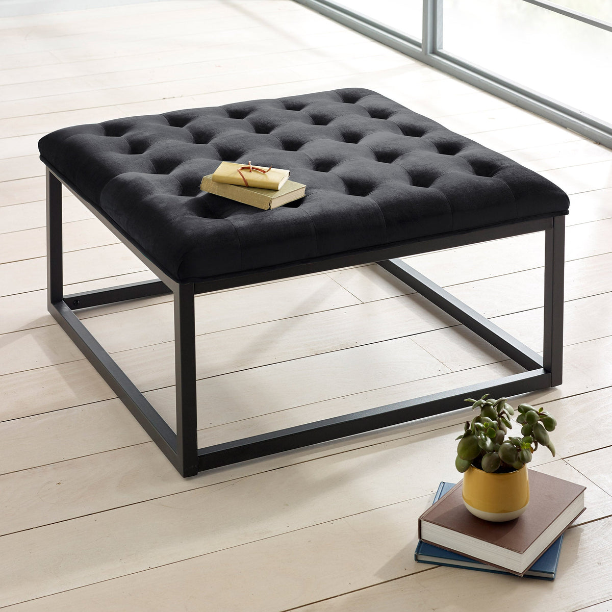 Adison Velvet Buttoned Footstool