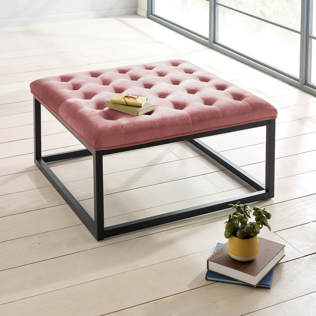 Adison Velvet Buttoned Footstool