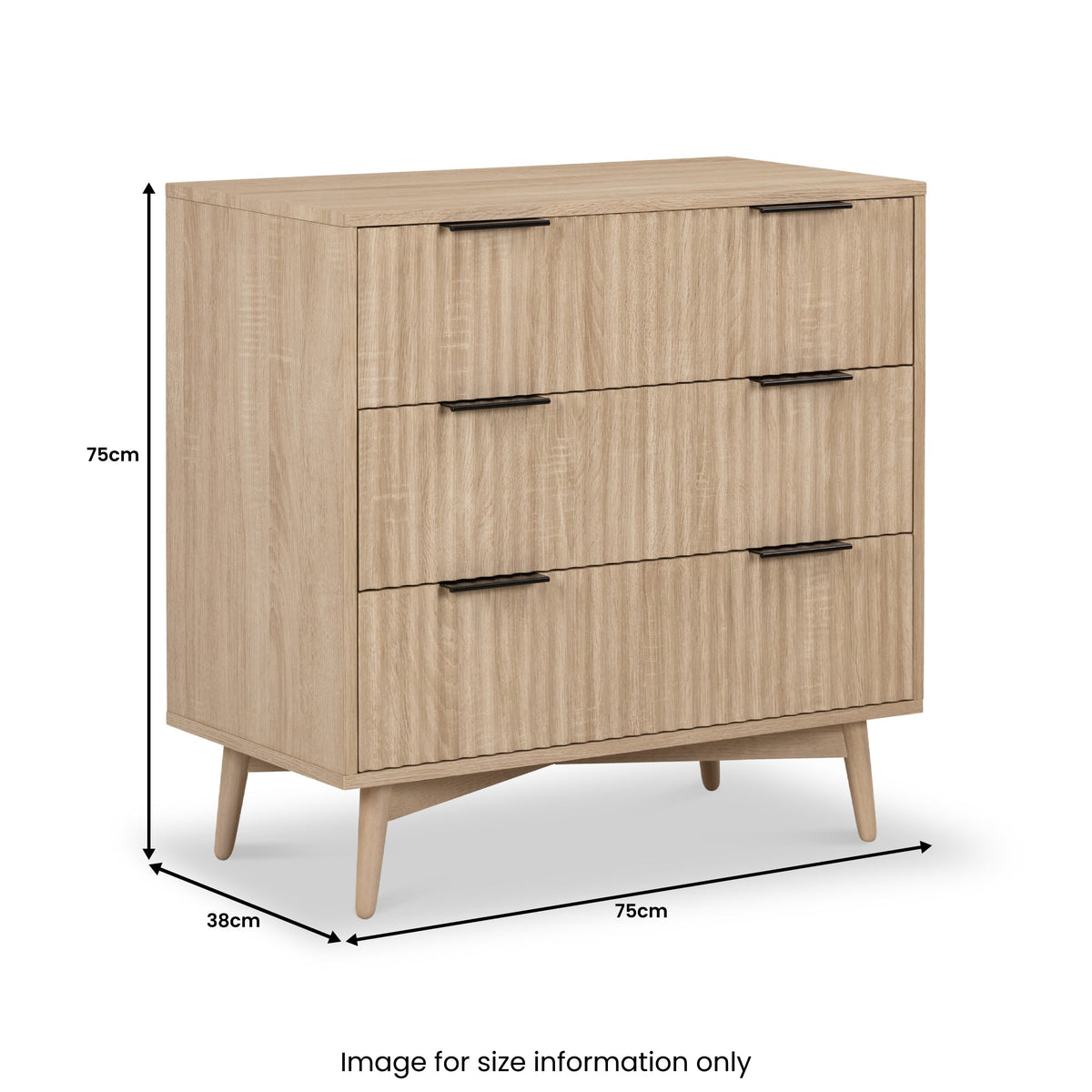 Jakob Oak 3 Drawer Grooved Chest