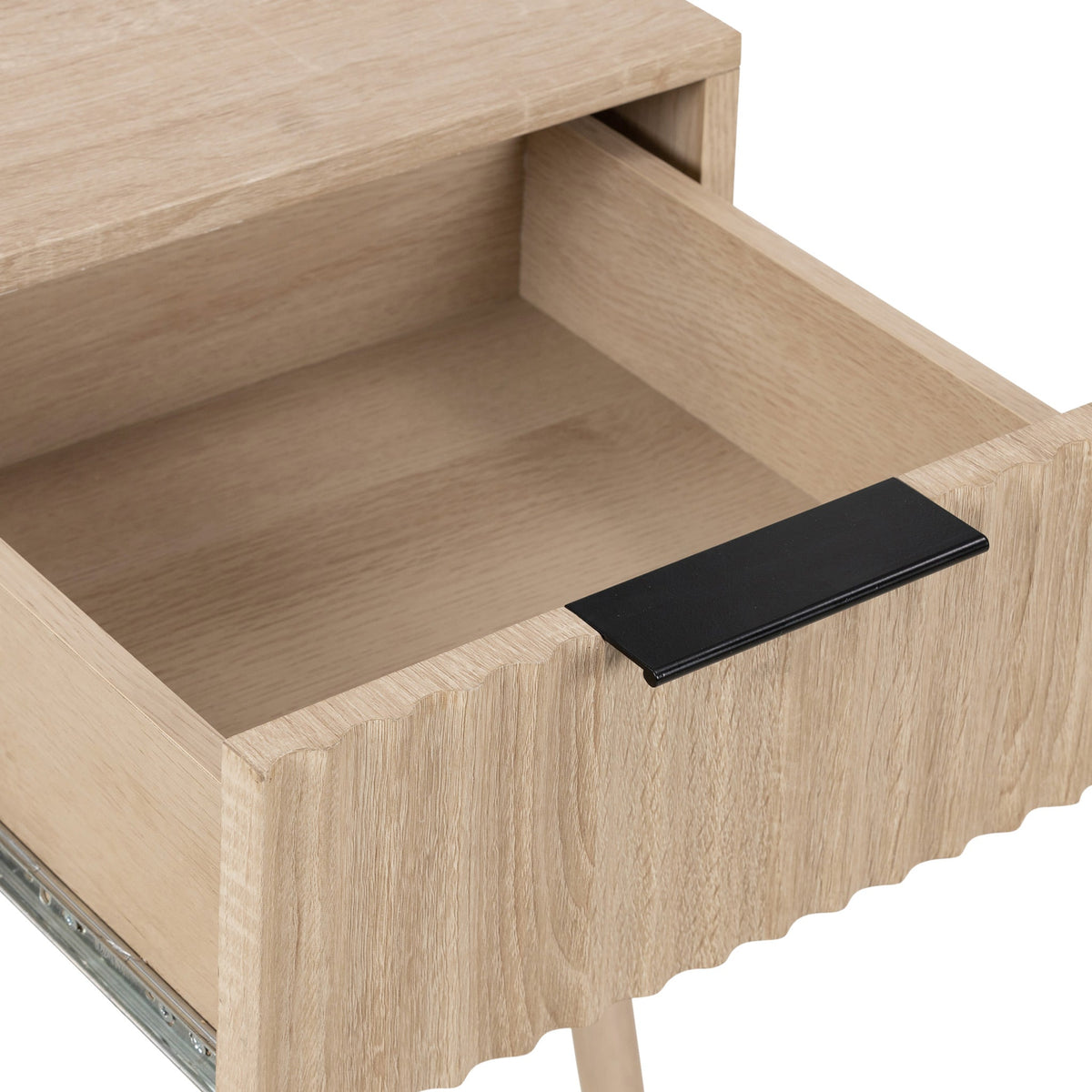 Jakob Oak 1 Drawer Grooved Side Table