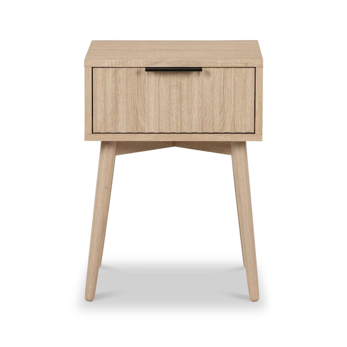 Jakob Oak 1 Drawer Grooved Side Table