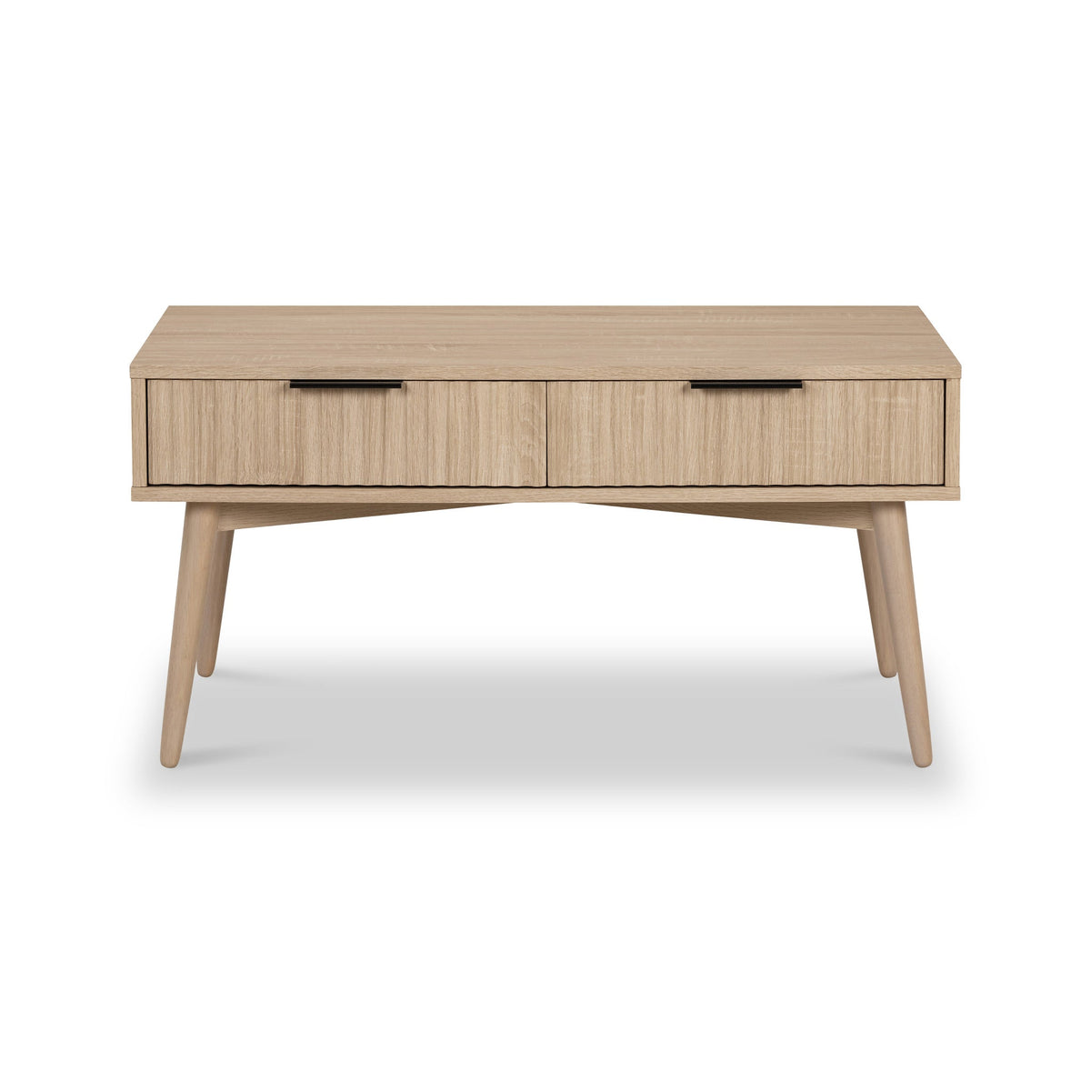 Jakob Oak 2 Drawer Grooved Coffee Table