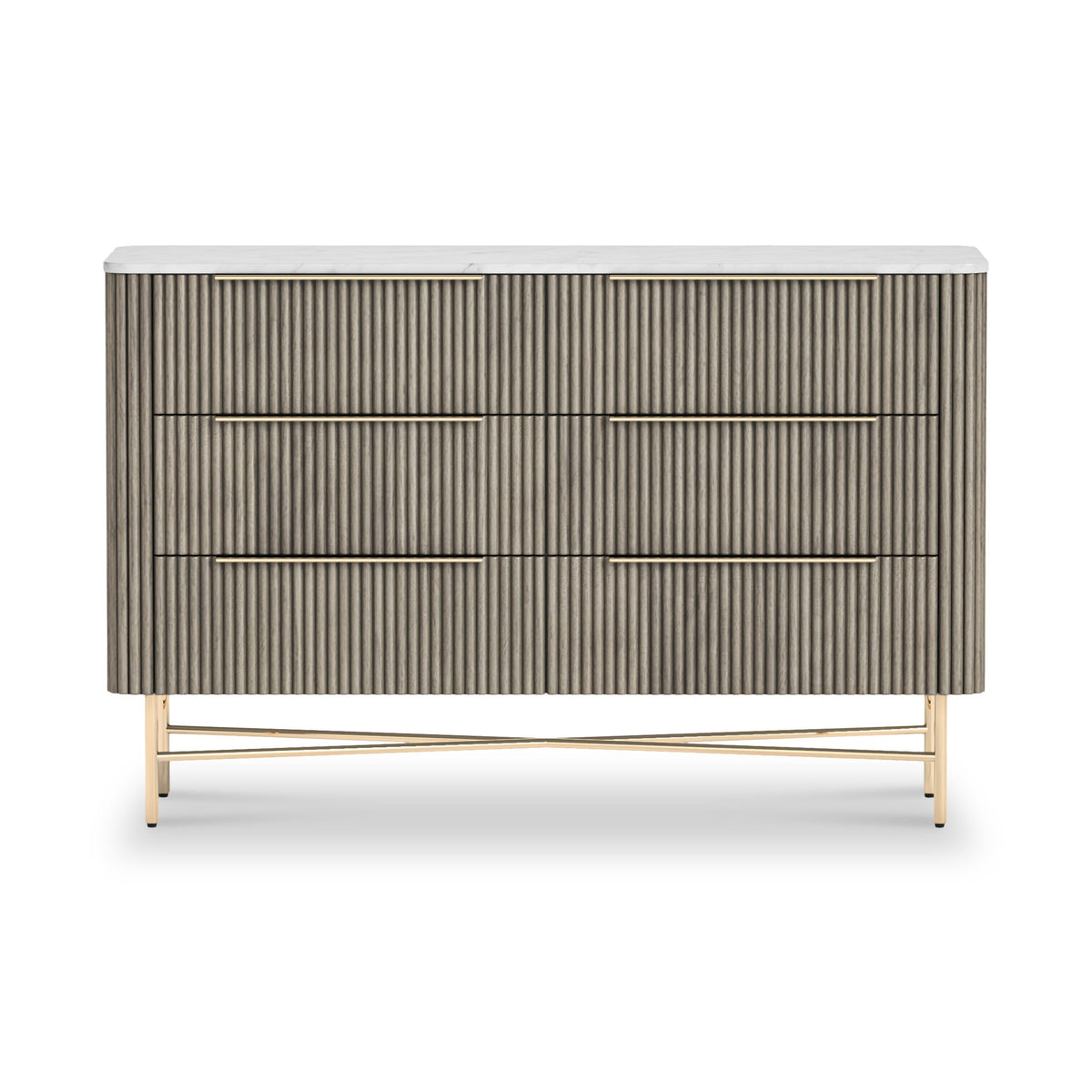 Amelie Grey Fluted 6 Drawer Chest