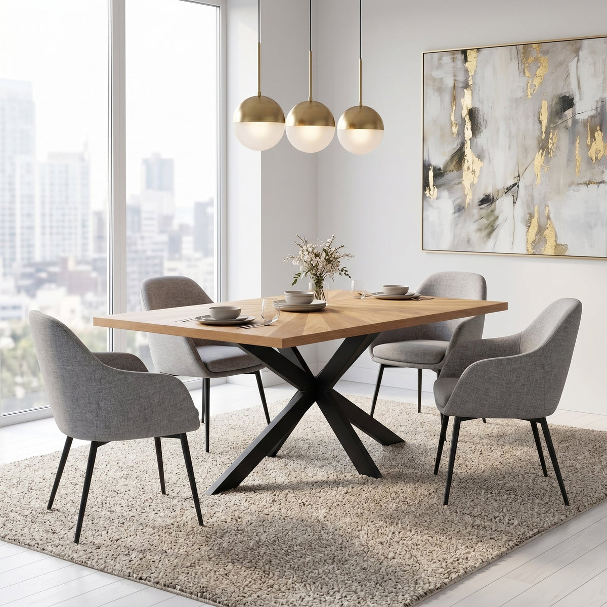 Sunburst Oak 150cm Rectangular Dining Table